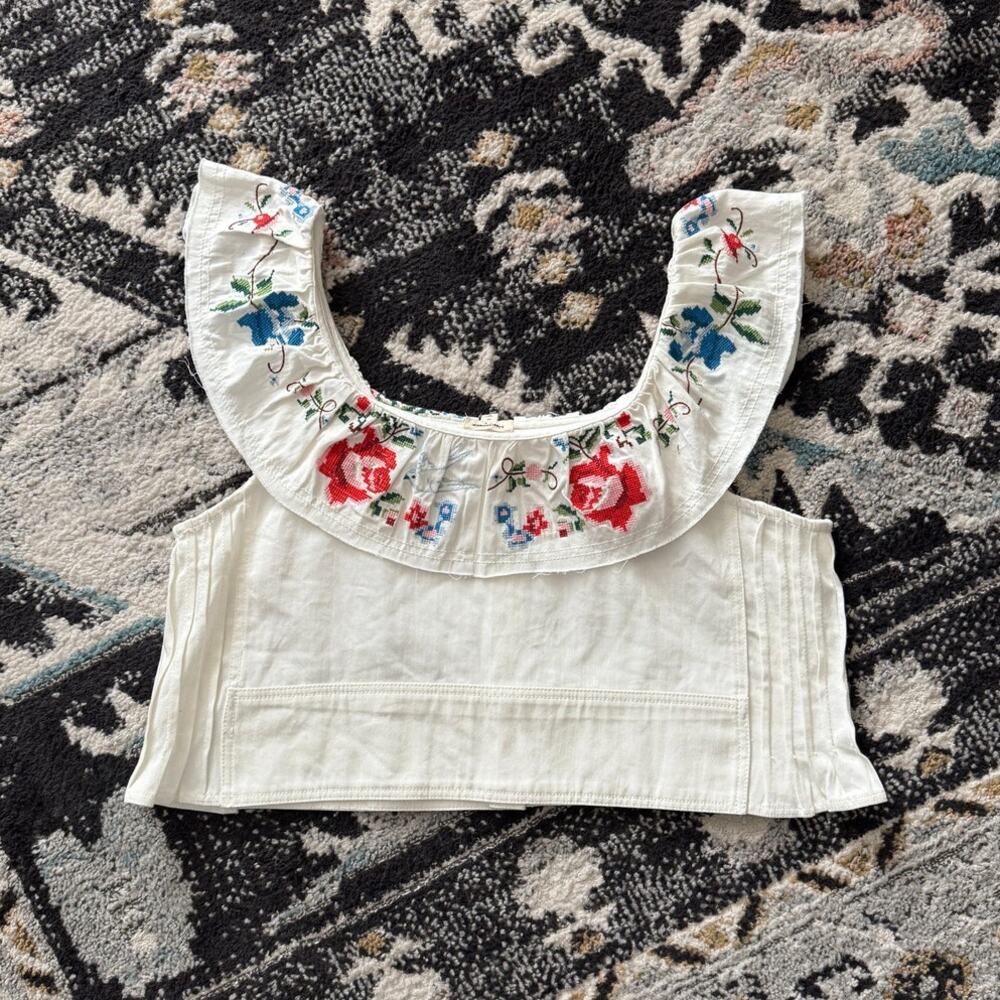 Anthropologie Pilcro Embellished Ruffle Collar Top - Picture 5 of 8